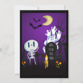 Spooky Graveyard Halloween Party Invite Kaart (Achterkant)