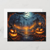 Spooky Graveyard Happy Halloween Briefkaart (Voorkant / Achterkant)