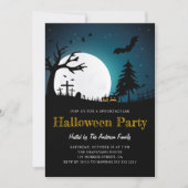 Spooky Graveyard Midnight Halloween Party Invitati Kaart (Voorkant)
