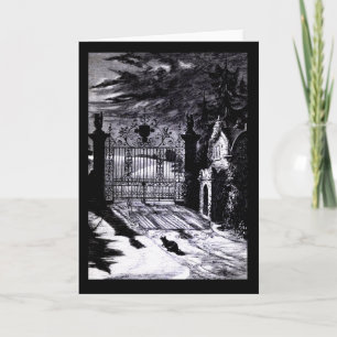 Spooky Graveyard Scene Halloween Card Kaart
