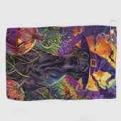 Spooky Great Dane Dog Halloween Witch Pumpkin Golfhanddoek (Horizontaal)