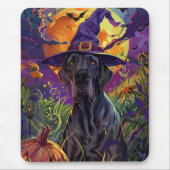Spooky Great Dane Dog Halloween Witch Pumpkin Muismat (Voorkant)
