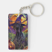 Spooky Great Dane Dog Halloween Witch Pumpkin Sleutelhanger (achterkant)