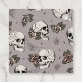 Spooky Grey Gothic Schedel en Rozen Dank u Bedankjes Labels (Achterkant)