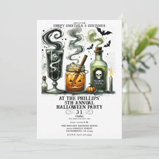 Spooky griezelige Schattigee cocktails Halloween P Kaart (Staand voorkant)