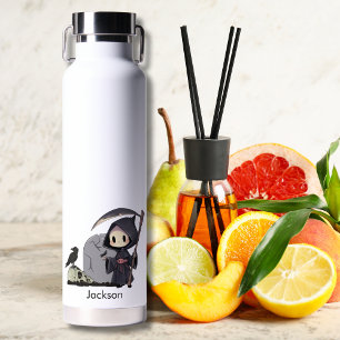 Spooky Grim Reaper Graveyard Crow Gothic Halloween Waterfles