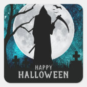 Spooky Grim Reaper Graveyard Halloween Party Vierkante Sticker (Voorkant)