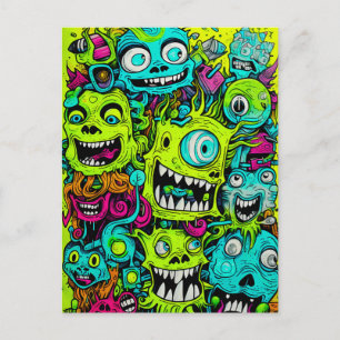 Spooky groen monster patroon briefkaart