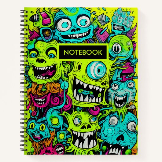 Spooky groen monster patroon notitieboek (Voorkant)