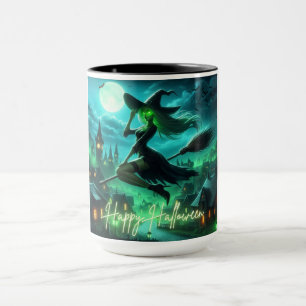 Spooky groene aura Halloween heks Mok