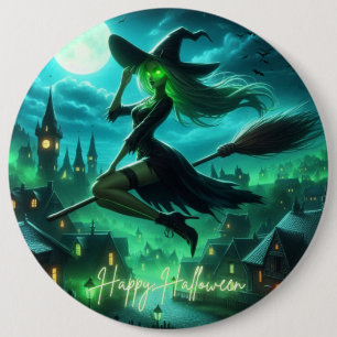 Spooky groene aura Halloween heks Ronde Button 6,0 Cm