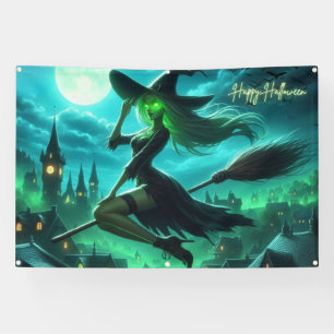 Spooky groene aura Halloween heks Spandoek