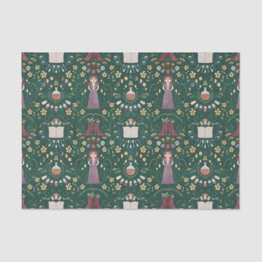 Spooky Groene Halloween Heks Tissuepapier (Voorkant)