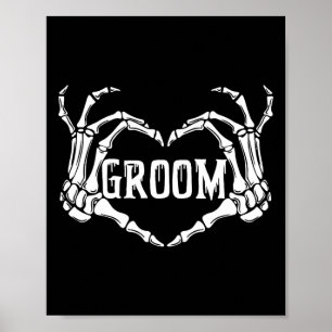 Spooky Groom Skeleton Hands Halloween Verloving W Poster
