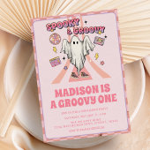 Spooky Groovy Roze  Halloween 1e Verjaardag Kaart