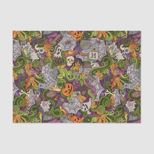 Spooky Halloween 10lb-papier, wit Tissuepapier (Voorkant)