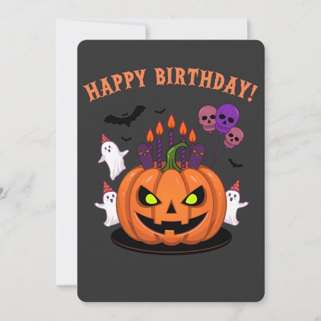 Spooky Halloween B-day Pumpkin Cake & Ghosts (Voorkant)