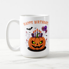 Spooky Halloween B-day Pumpkin Cake & Ghosts Koffiemok