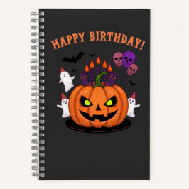 Spooky Halloween B-day Pumpkin Cake & Ghosts Notitieboek