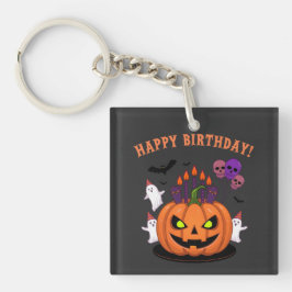 Spooky Halloween B-day Pumpkin Cake & Ghosts Sleutelhanger