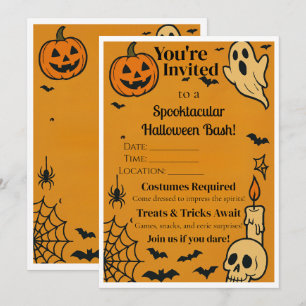 Spooky Halloween Bash Uitnodigen Geesten en game Kaart