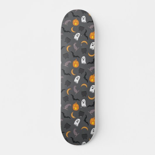 Spooky Halloween Bat Ghost Cauldron Pattern Skateboard (Voorkant)