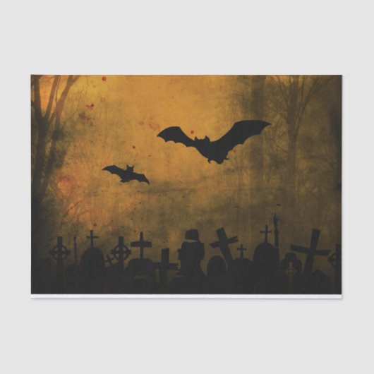 Spooky Halloween Bats in Graveyard Tissuepapier (Voorkant)