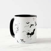 Spooky Halloween Bats, Jouw naam Black/White Mok (Voorkant links)