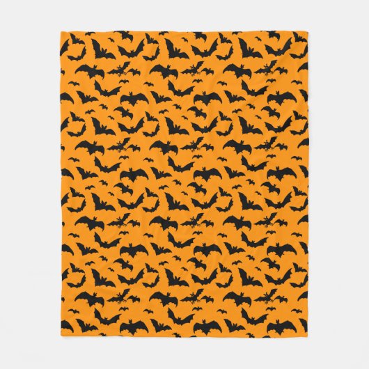 Spooky Halloween Bats Oranje Fleece Deken (Voorkant)