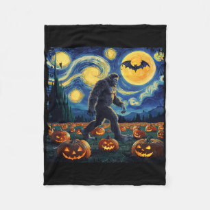 Spooky Halloween Bigfoot Sterrennacht Van Gogh Fleece Deken