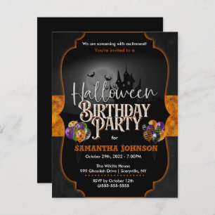 Spooky Halloween Birthday Invitation Briefkaart