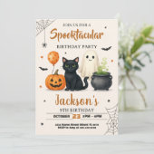 Spooky Halloween Birthday Invitation Kaart (Staand voorkant)
