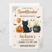 Spooky Halloween Birthday Invitation Kaart (Voorkant / Achterkant)