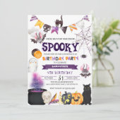Spooky Halloween Birthday Party Invitation Kaart (Staand voorkant)