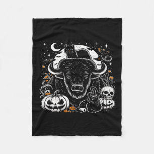 Spooky Halloween Bison Pumpkin Buffalo Cat Funny G Fleece Deken