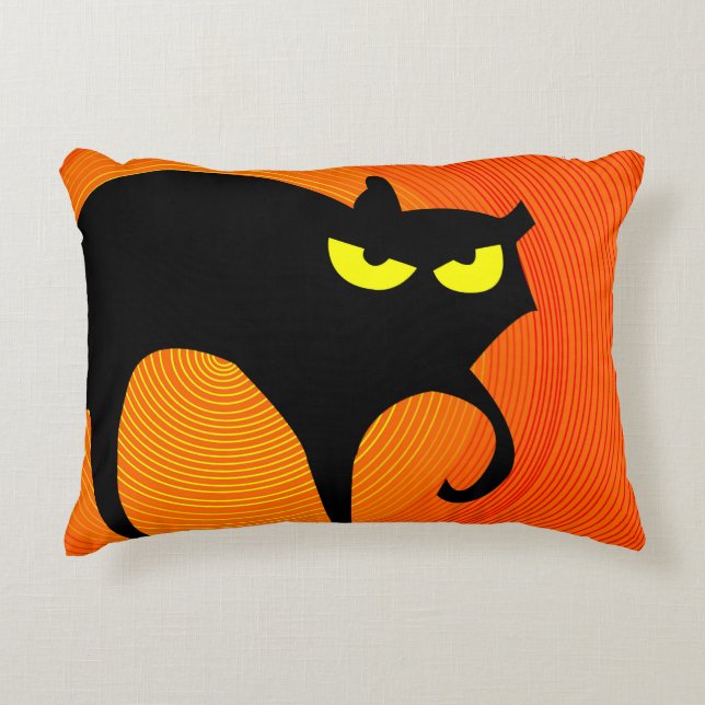 Spooky Halloween Black Cat Accent Kussen (Voorkant)