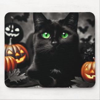 Spooky Halloween Black Cat Muismat