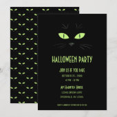 Spooky Halloween Black Cat Party Kaart (Voorkant / Achterkant)