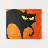 Spooky Halloween Black Cat Tapestry Wandkleed (Voorkant (horizontaal))