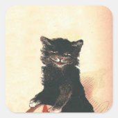 Spooky Halloween Black Cat Vierkante Sticker (Voorkant)
