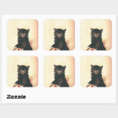 Spooky Halloween Black Cat Vierkante Sticker (Vel)