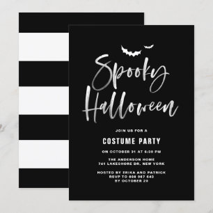 Spooky Halloween Brush Lettering   Costuum Party Kaart
