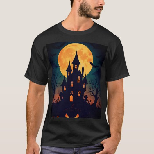 Spooky Halloween Castle T-shirt (Voorkant)