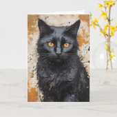 Spooky Halloween Cat Kaart (Gele Bloem)