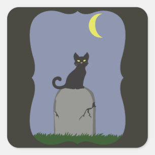 Spooky Halloween Cat Vierkante Sticker