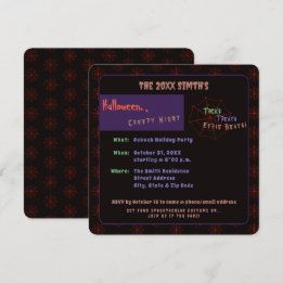 Spooky Halloween Cobweb Black Party Uitnodiging