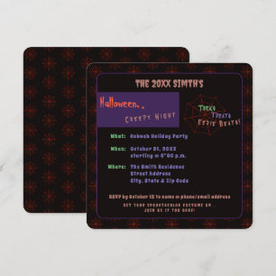 Spooky Halloween Cobweb Black Party Uitnodiging