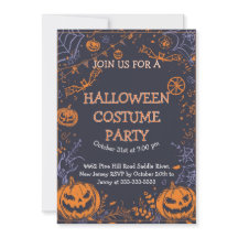 Spooky Halloween Costume Party Fun Pumpkin & Bat 