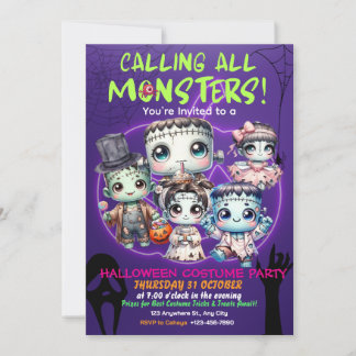Spooky Halloween Costume Party Invitation Kaart
