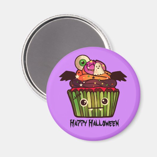 Spooky Halloween Cupcake Magneet (Voorkant / Achterkant)